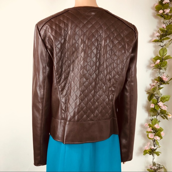 Cole Haan Faux Leather Jacket Tan Large New (Clos) - Picture 4 of 8